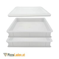 Pizzaballenbox Set - 2x Box + 1x Deckel, 40x30x7 cm, weiß